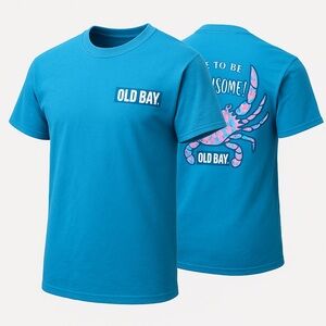 Old Bay Maryland Crabs Blue/Pink T-Shirt Sz Lg
